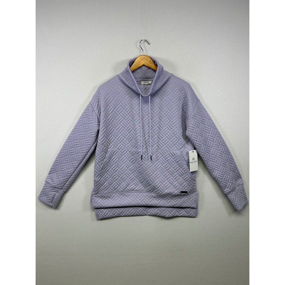 Athleisure Nine West Active NWT Womens Med Purple Quilted Cowl Neck Pullover Top
